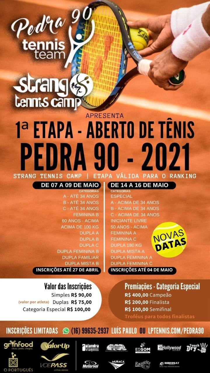 1º Etapa - Aberto de Tênis Pedra 90 - 2021, Torneio